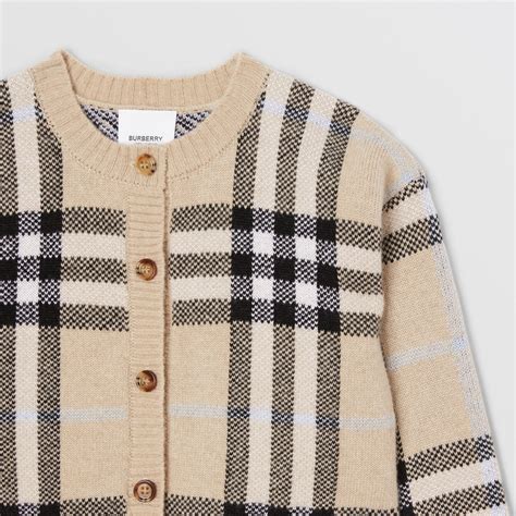 Check Cashmere Cardigan in Sand 